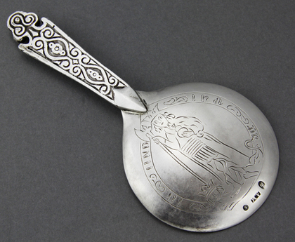 Antique Danish Silver Christening Spoon - St Olaf, Madonna, Anna Selbdritt